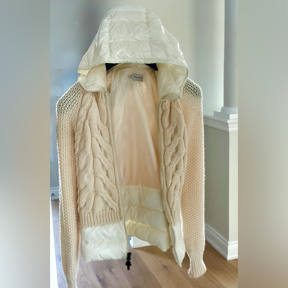 $1850 XS 💯MONCLER RARE CABLE KNIT Hooded Jacket CARDIGAN